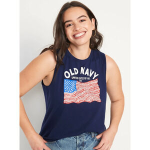 Old Navy Flag Graphic Tank M Medium Navy Sleeveless 2022 United States Of All